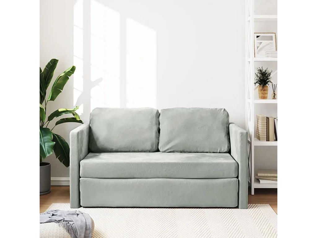 Canapé convertible 2 en 1 gris clair 122x204x55 cm velours LODW87813