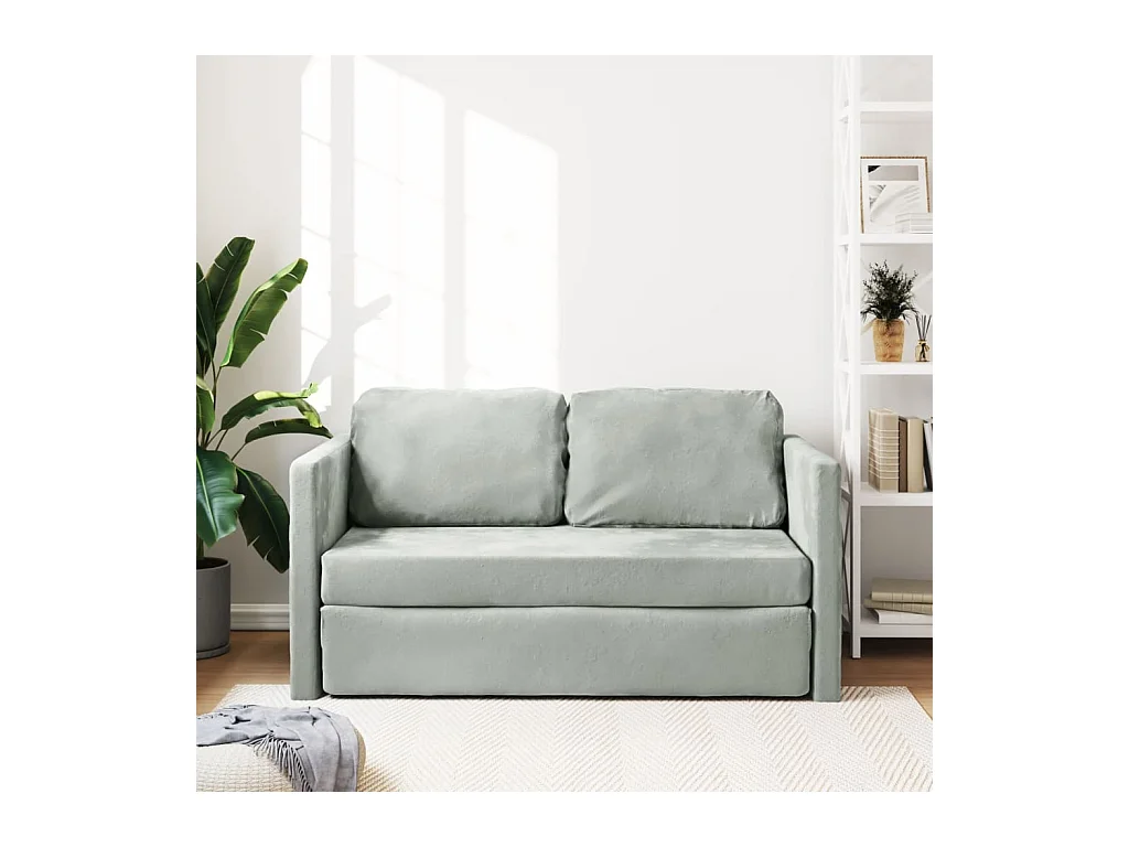Canapé convertible 2 en 1 gris clair 122x204x55 cm velours LODW87813