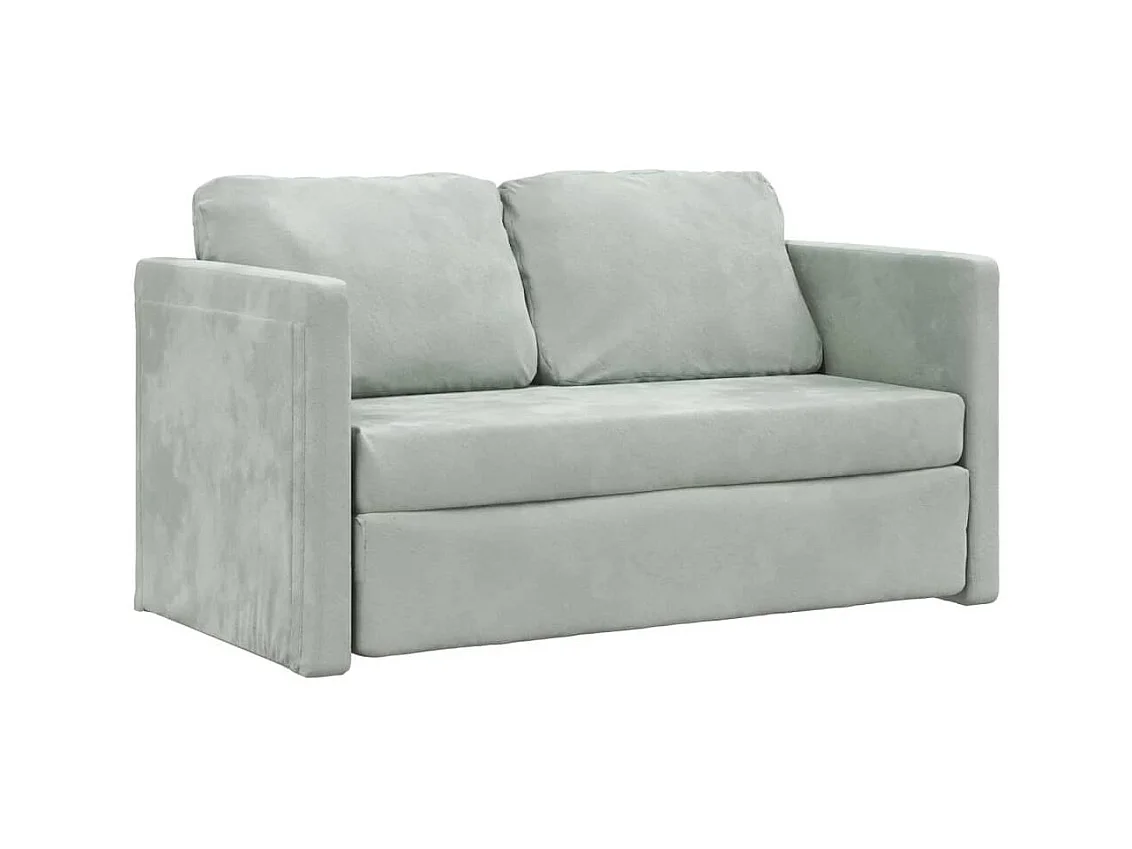 Canapé convertible 2 en 1 gris clair 122x204x55 cm velours LODW87813