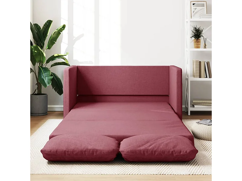 Sofá cama de suelo 2 en 1 tela rojo tinto 112x174x55 cm ES290551