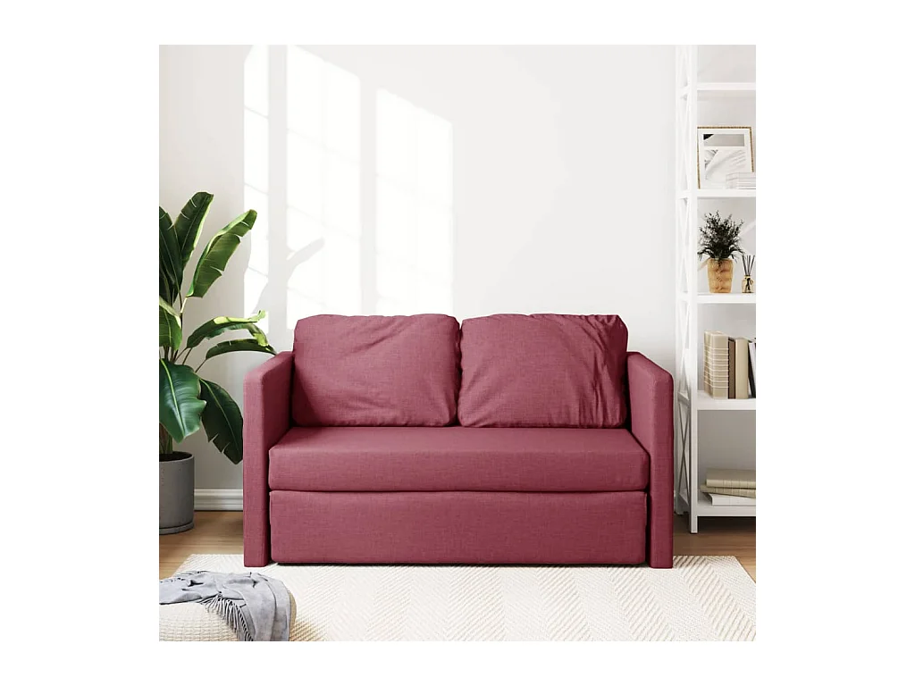 Canapé convertible 2 en 1 rouge bordeaux 112x174x55 cm tissu LODW74659