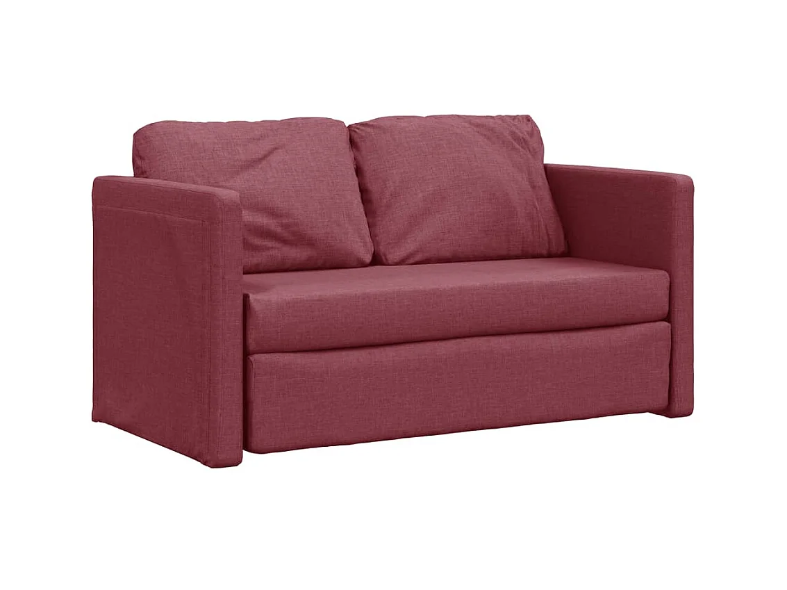 Canapé convertible 2 en 1 rouge bordeaux 112x174x55 cm tissu LODW74659