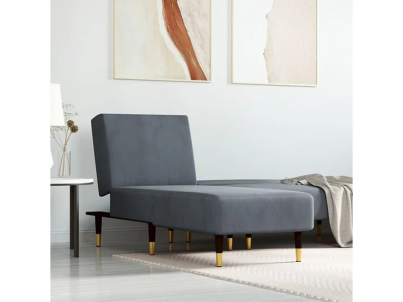Chaise longue veludo cinzento-escuro PT771934