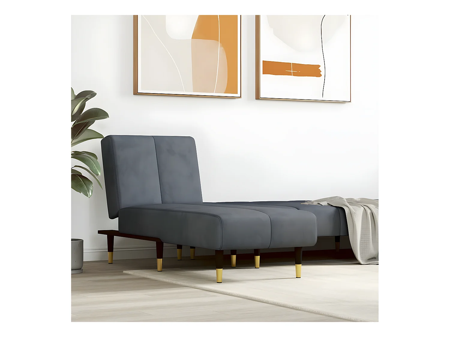 Canapé convertible gris foncé velours LSJ9243
