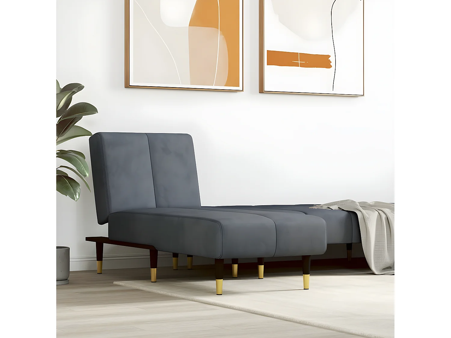 Chaise longue fluweel donkergrijs NL786253