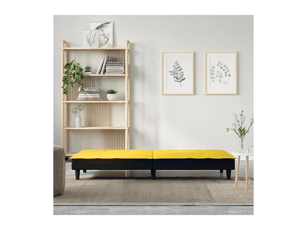 Canapé convertible jaune clair tissu KFE2831