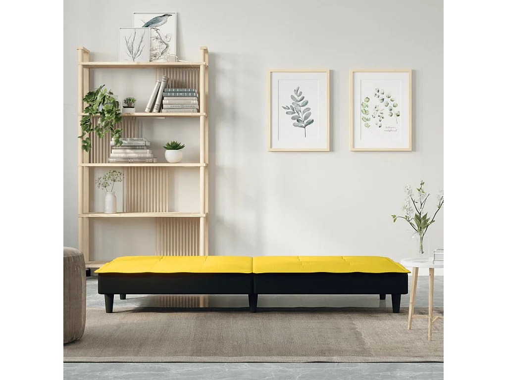 Canapé convertible jaune clair tissu KFE2831
