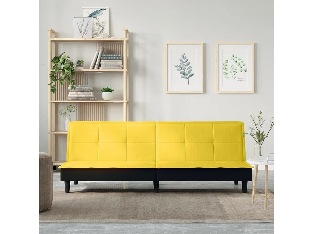 Canapé convertible jaune clair tissu KFE2831