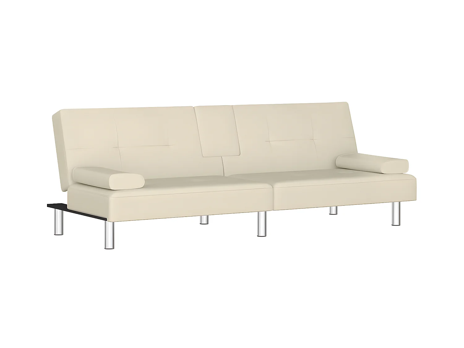 Canapé convertible avec porte-gobelets beige similicuir KFE4192