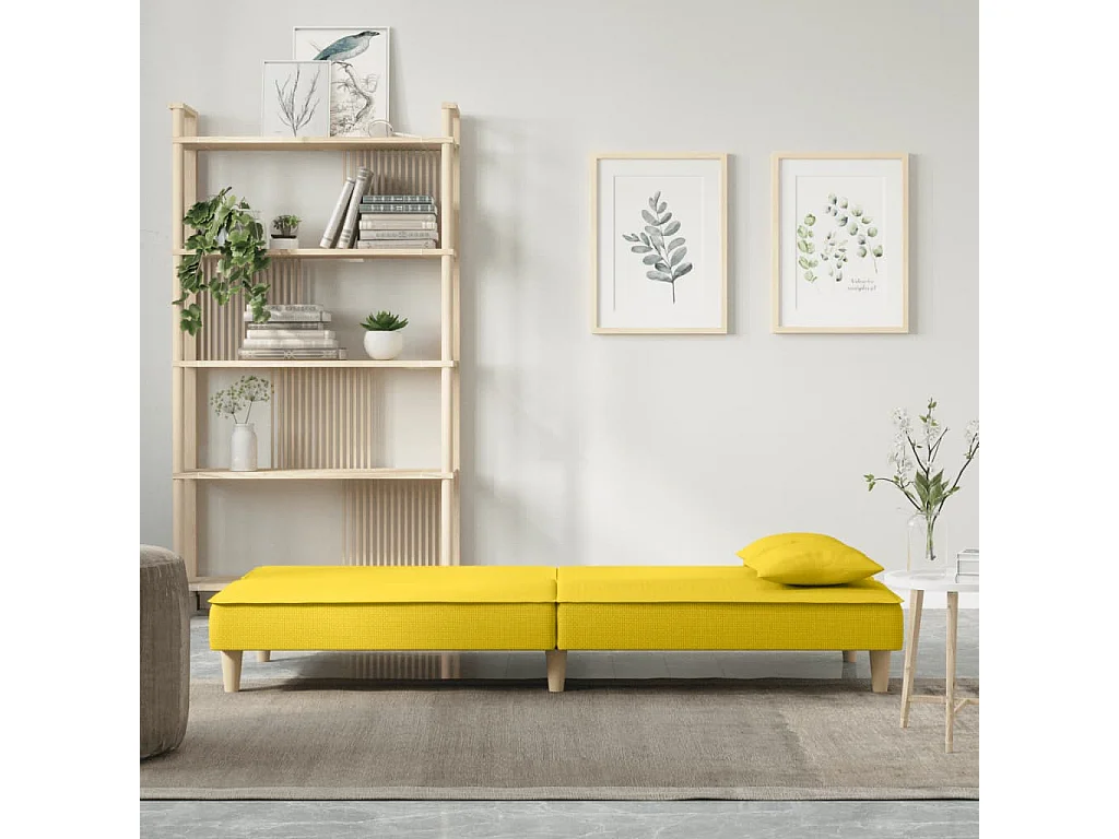 Canapé convertible jaune clair tissu KFE7592