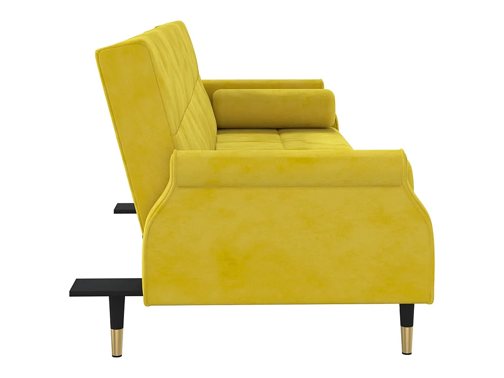 Canapé convertible avec coussins jaune velours KFE5204