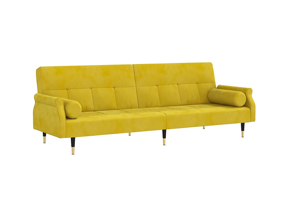 Canapé convertible avec coussins jaune velours KFE5204
