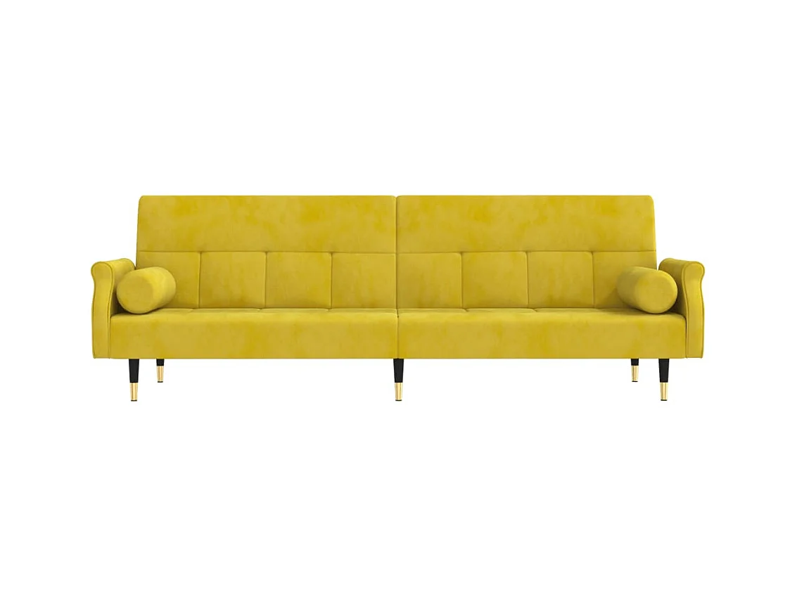Canapé convertible avec coussins jaune velours KFE5204
