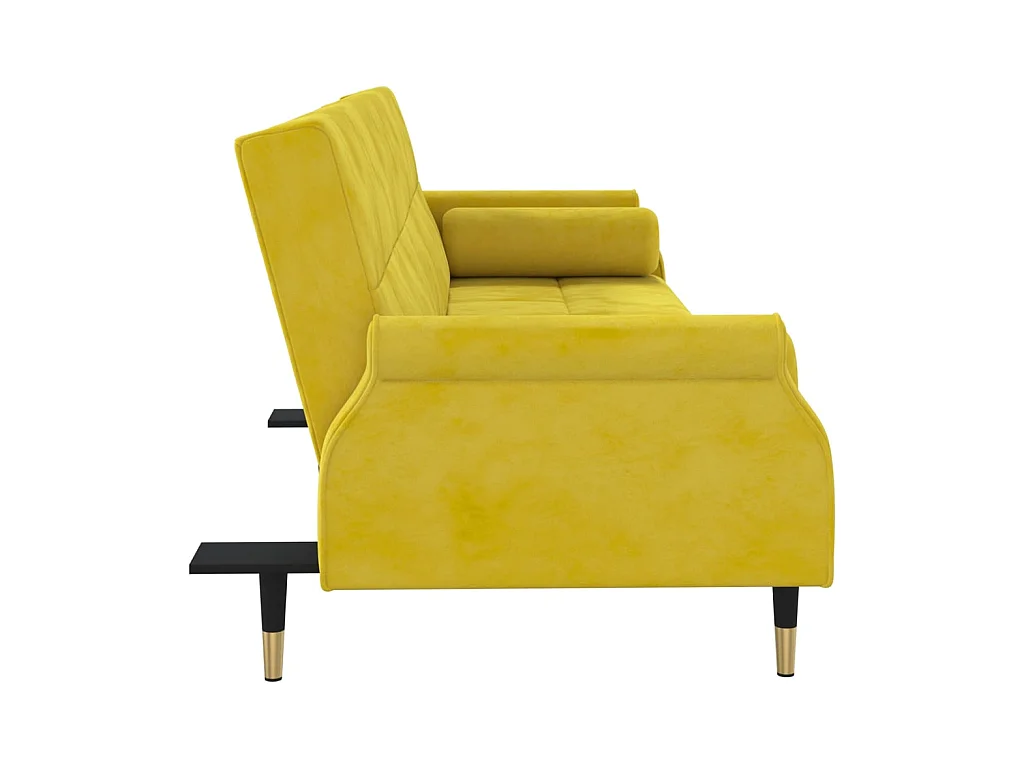 Canapé convertible avec coussins jaune velours KFE5204