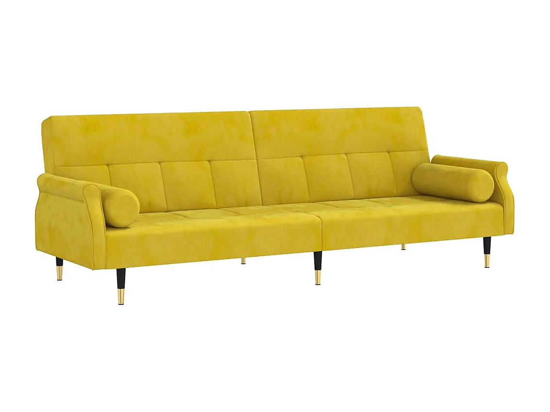 Canapé convertible avec coussins jaune velours KFE5204