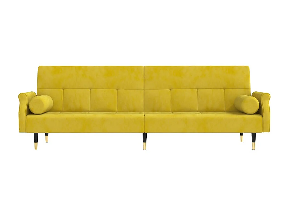 Canapé convertible avec coussins jaune velours KFE5204