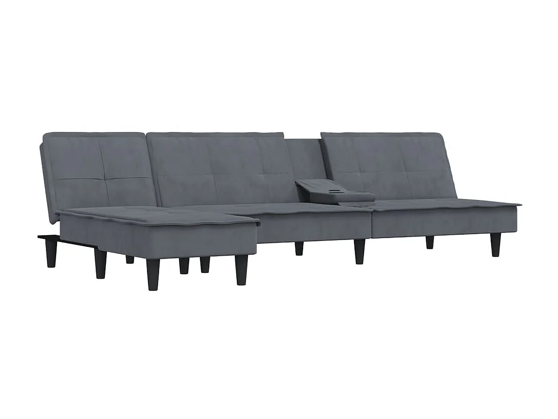 Canapé convertible d'angle gris 255x140x70 cm velours OLA7144