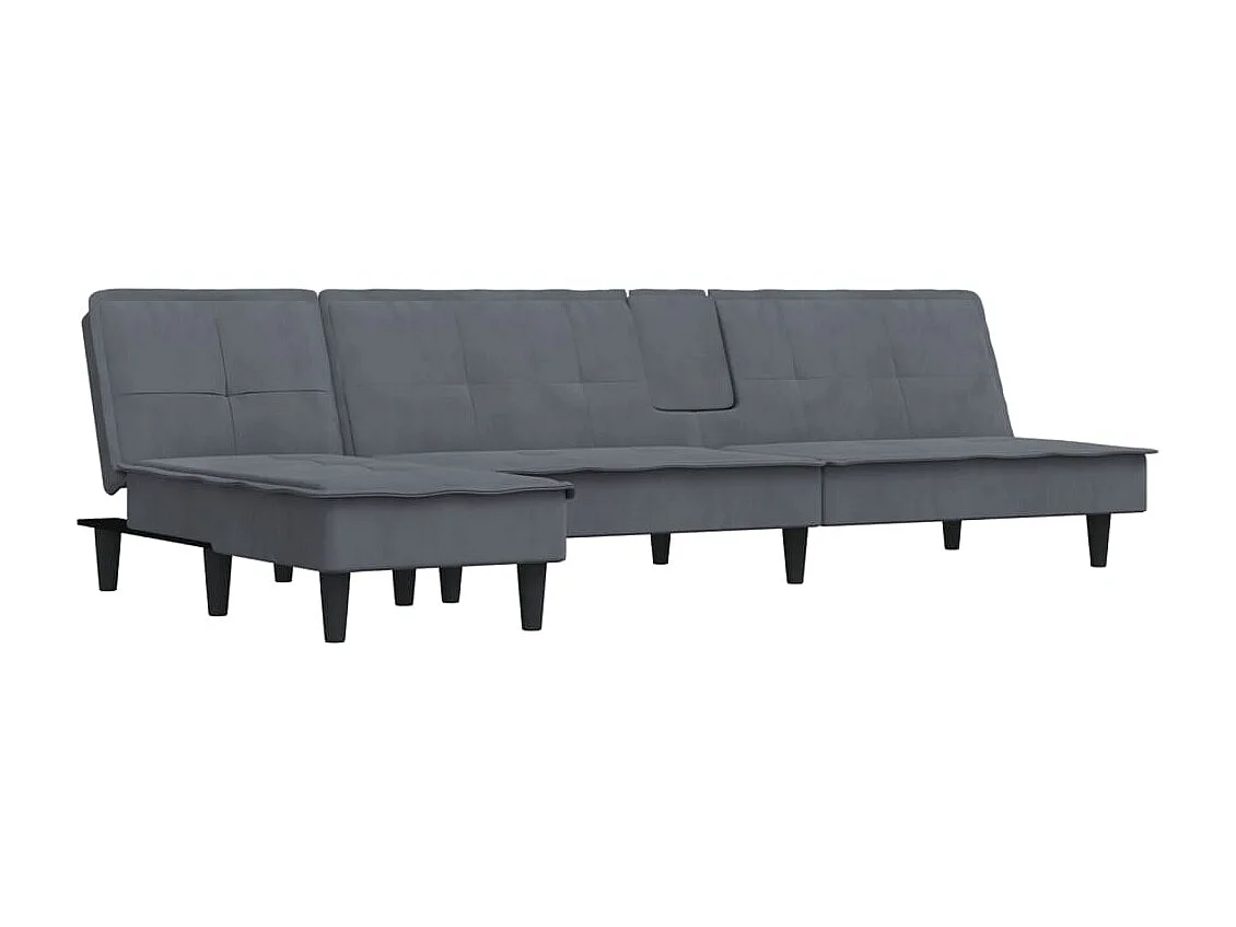 Canapé convertible d'angle gris 255x140x70 cm velours OLA7144