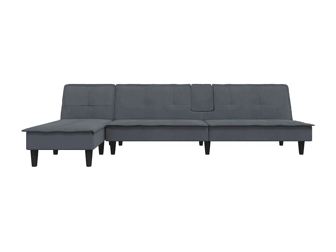 Canapé convertible d'angle gris 255x140x70 cm velours OLA7144