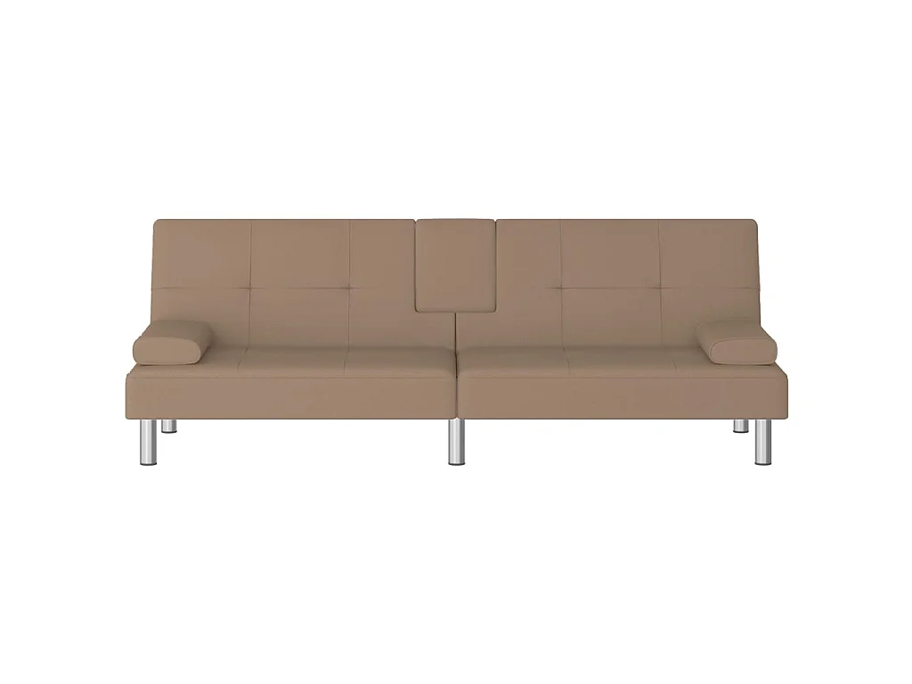 Canapé convertible avec porte-gobelets cappuccino similicuir KFE9674