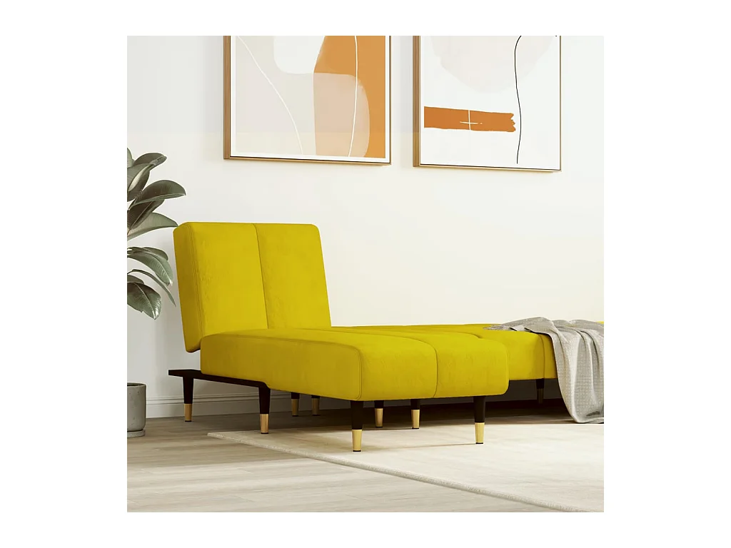 Canapé convertible jaune velours ODF2776  OID6519