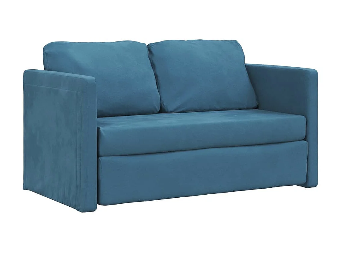 Canapé convertible 2 en 1 bleu 122x204x55 cm velours LODW91750