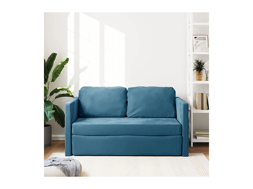 Sofá-cama sem pés 122x204x55 cm veludo azul PT107886
