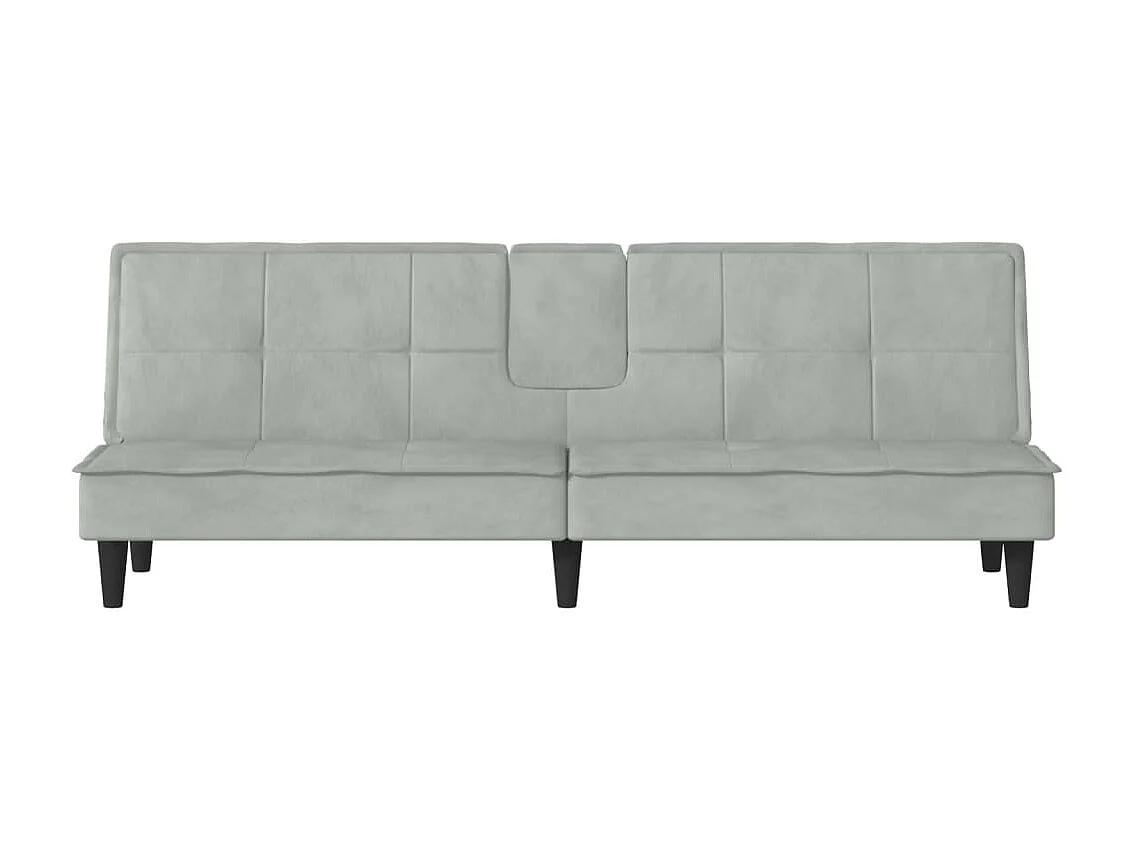 Canapé convertible avec porte-gobelets gris clair velours KFE6348