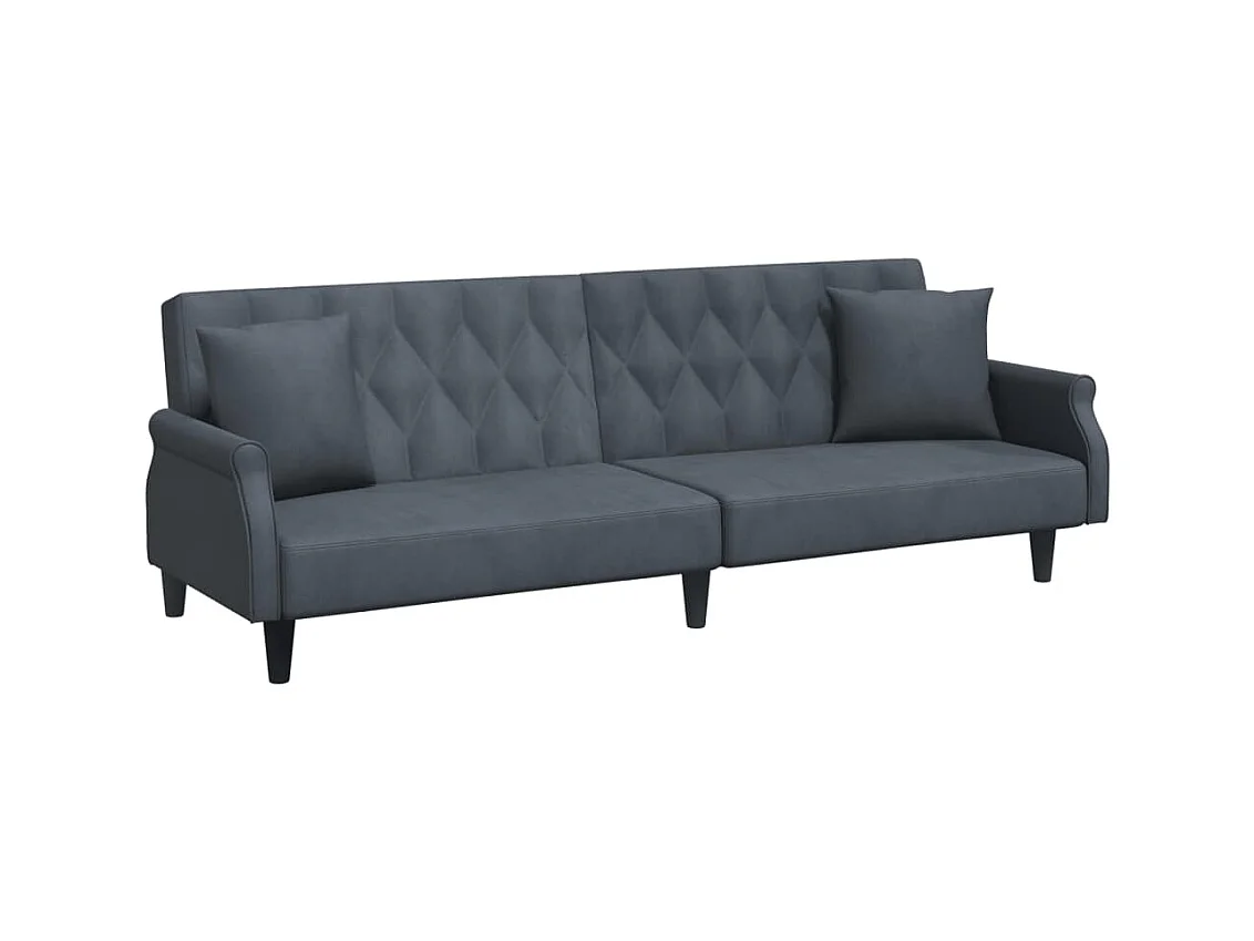 Canapé convertible avec accoudoirs gris foncé velours KFE7634