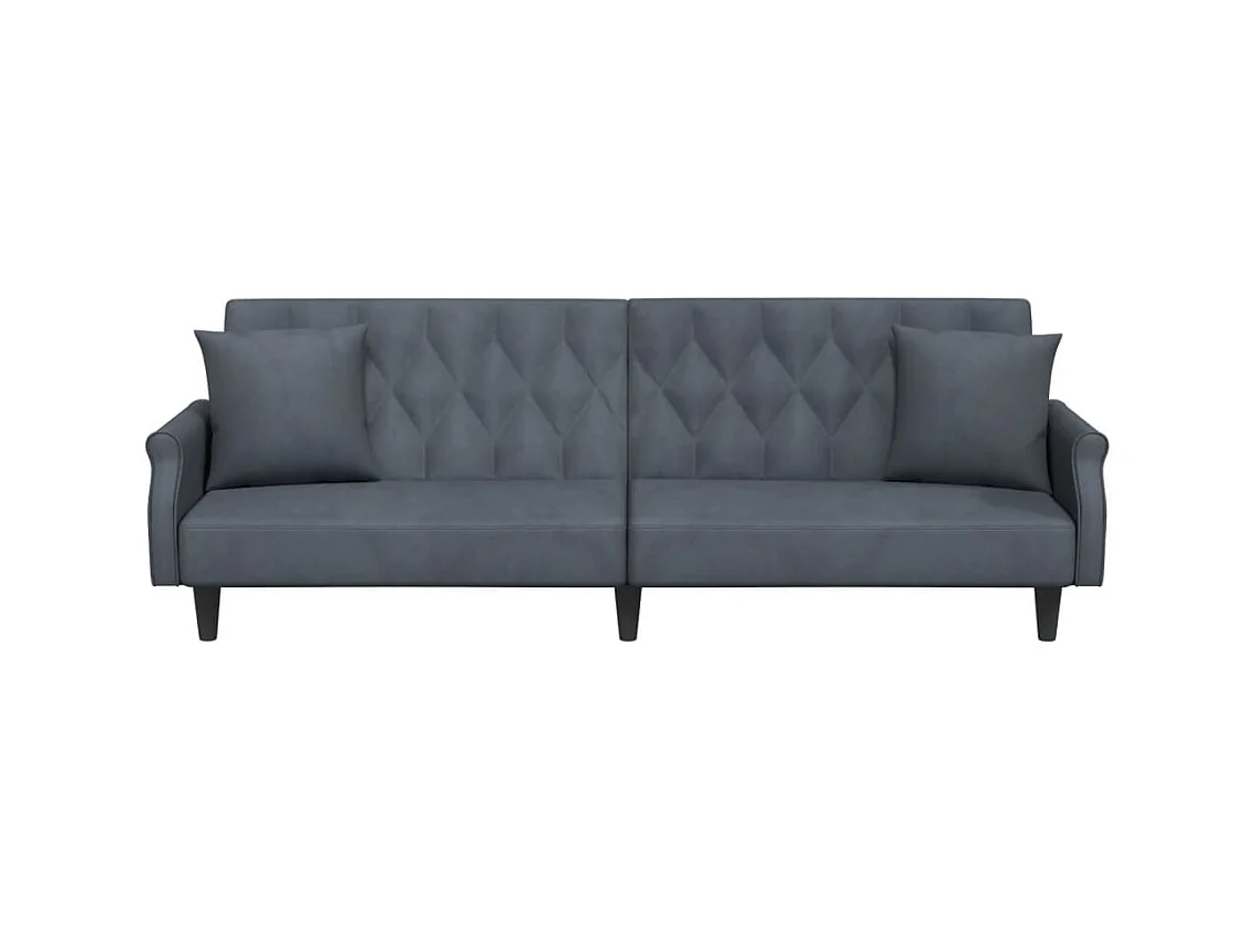 Canapé convertible avec accoudoirs gris foncé velours KFE7634