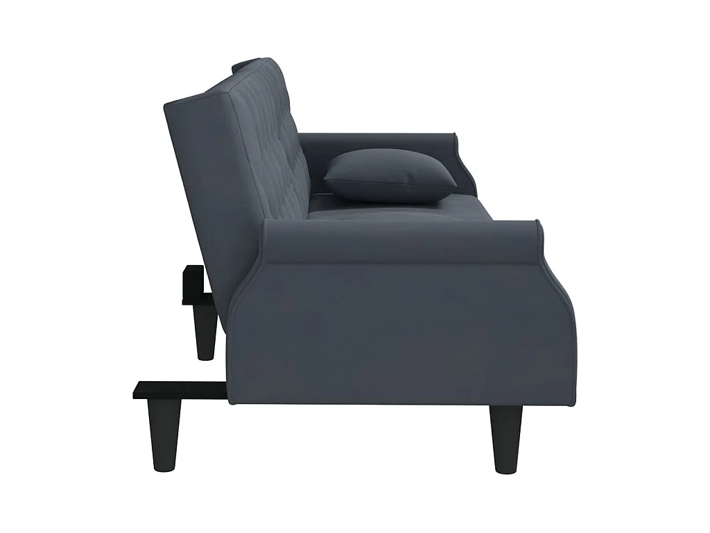 Canapé convertible avec accoudoirs gris foncé velours KFE7634