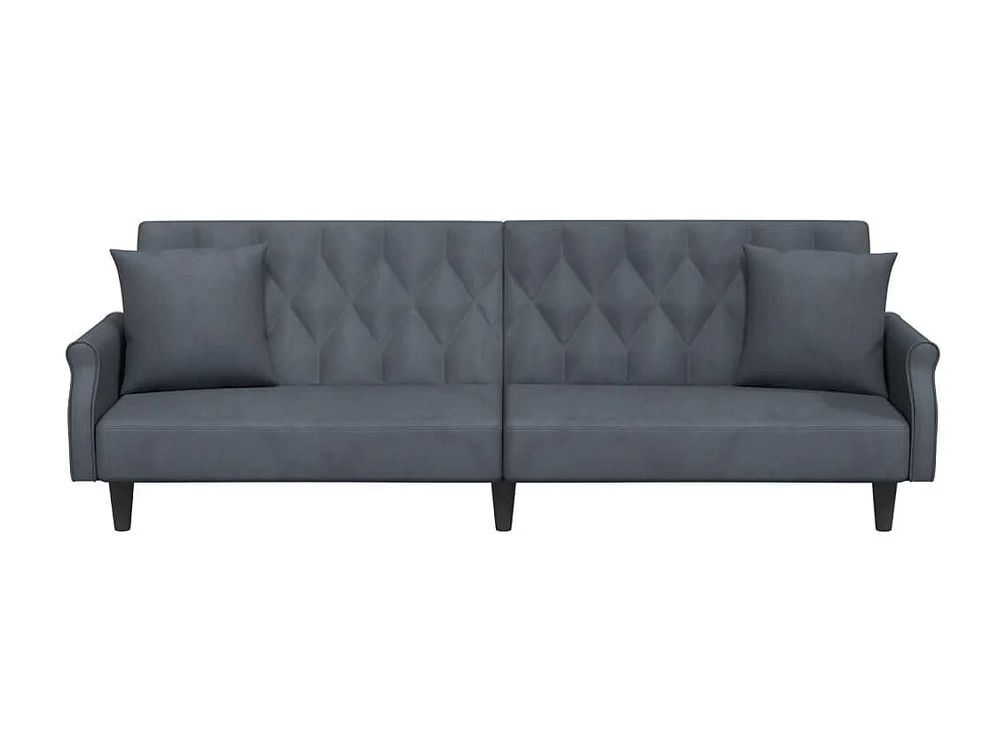 Canapé convertible avec accoudoirs gris foncé velours KFE7634