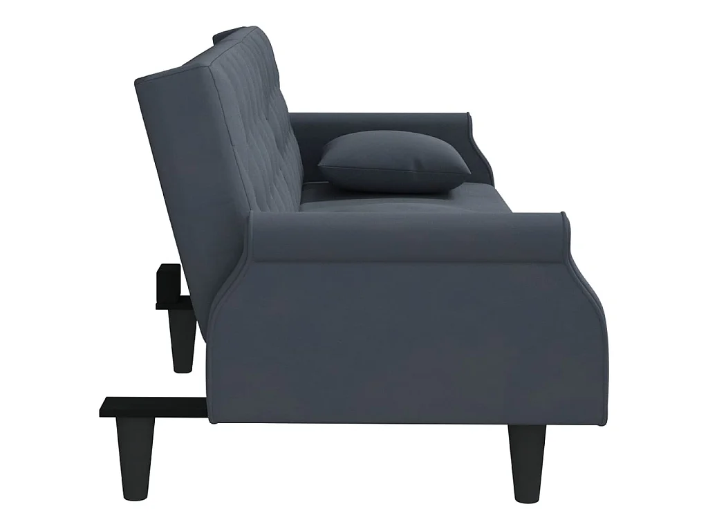 Canapé convertible avec accoudoirs gris foncé velours KFE7634
