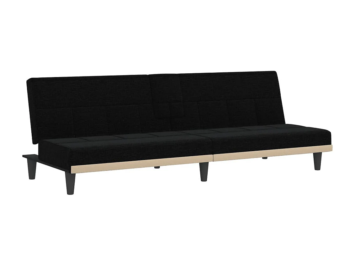 Canapé convertible avec porte-gobelets noir tissu KFE9408