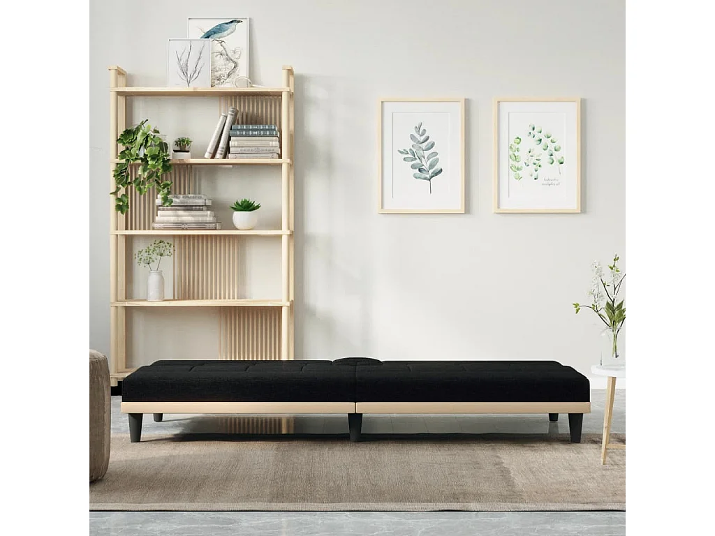 Canapé convertible avec porte-gobelets noir tissu KFE9408