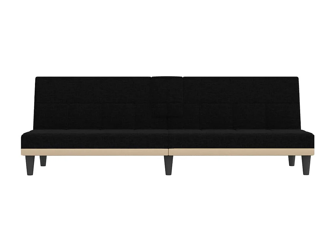Canapé convertible avec porte-gobelets noir tissu KFE9408
