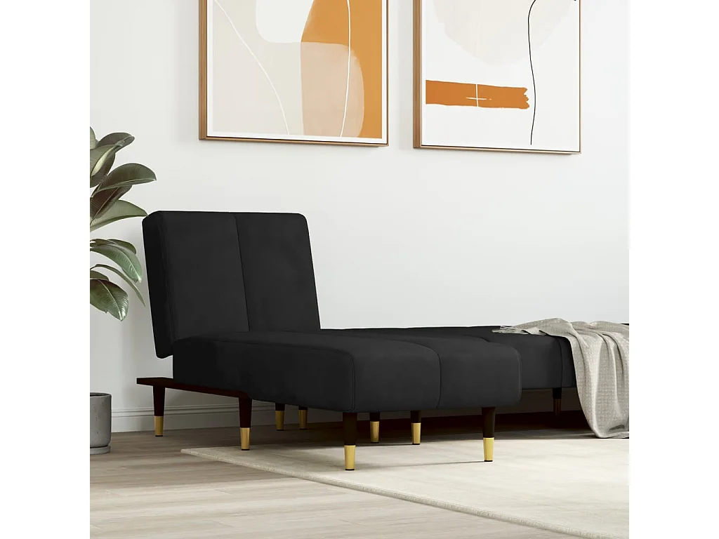 Méridienne convertible noir velours ODF6520 OID7661