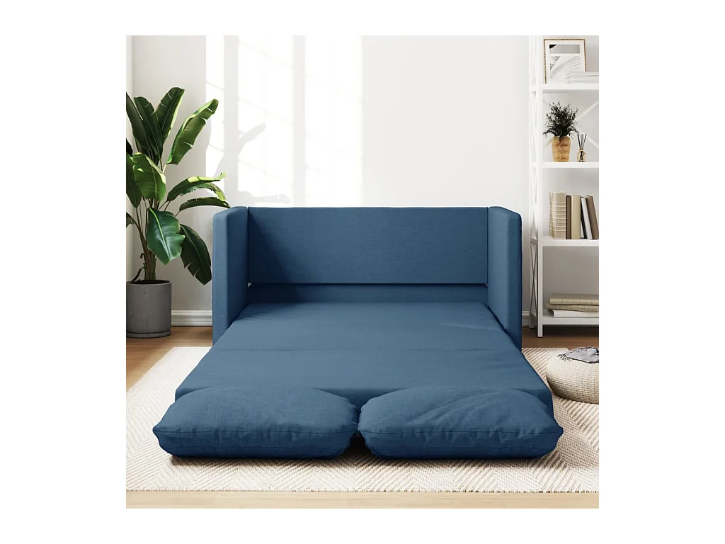 Canapé convertible 2 en 1 bleu 112x174x55 cm tissu LODW82956