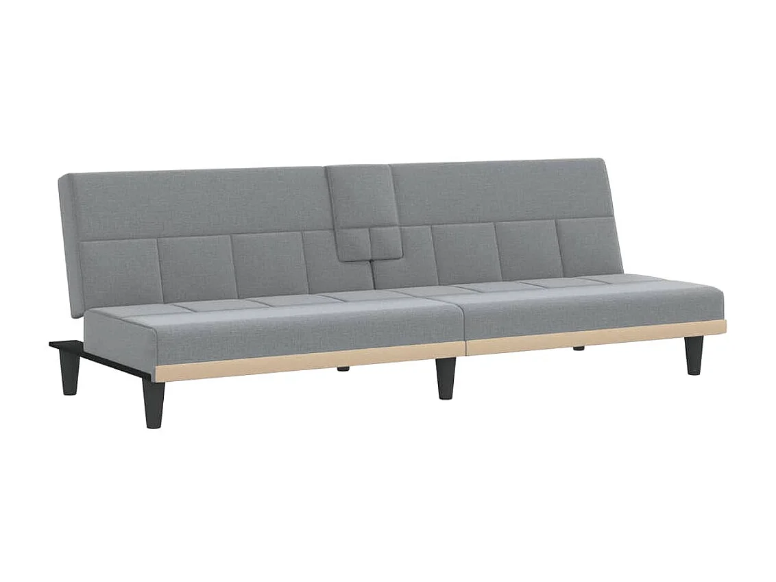 Canapé convertible avec porte-gobelets gris clair tissu KFE6804