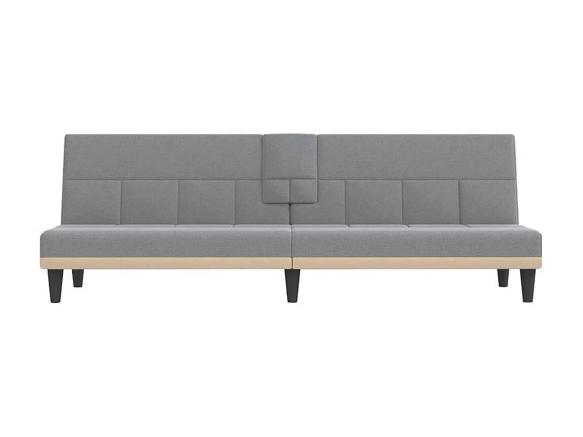 Canapé convertible avec porte-gobelets gris clair tissu KFE6804