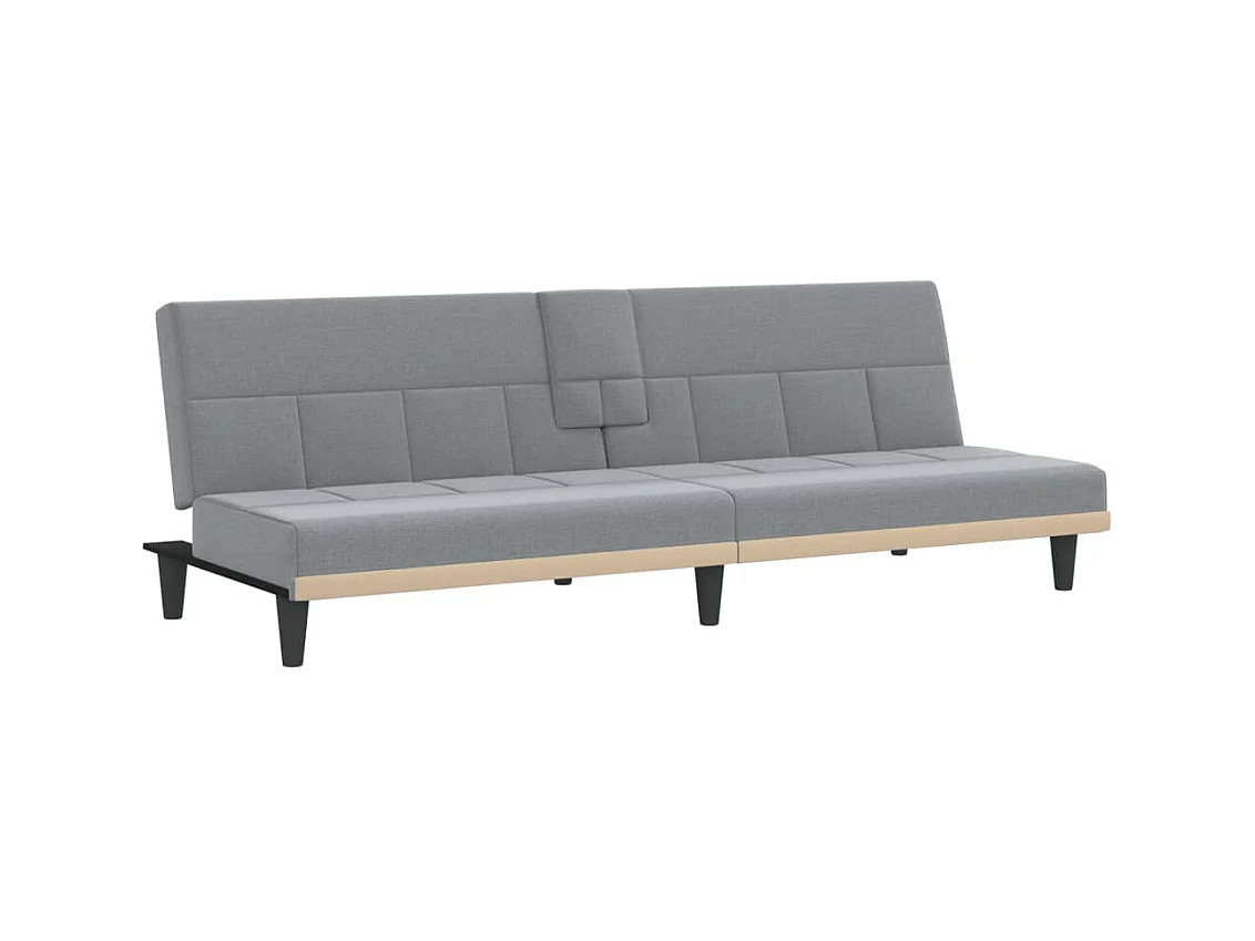 Canapé convertible avec porte-gobelets gris clair tissu KFE6804