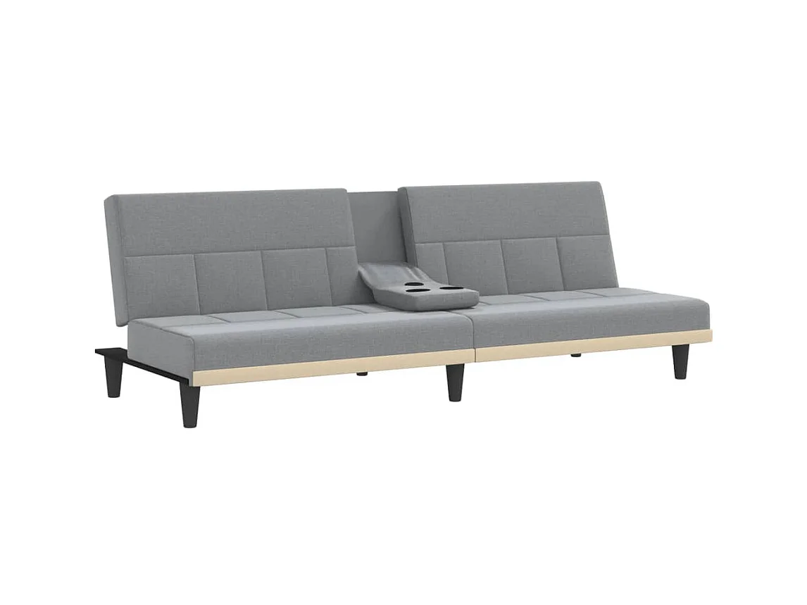 Canapé convertible avec porte-gobelets gris clair tissu KFE6804