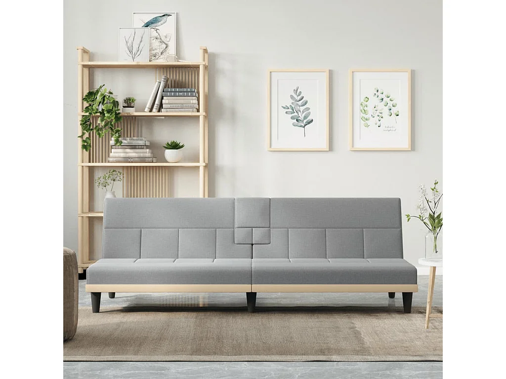 Canapé convertible avec porte-gobelets gris clair tissu KFE6804