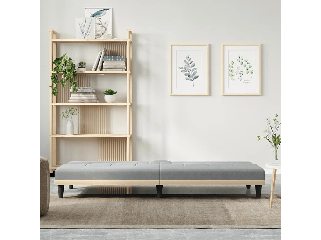 Canapé convertible avec porte-gobelets gris clair tissu KFE6804