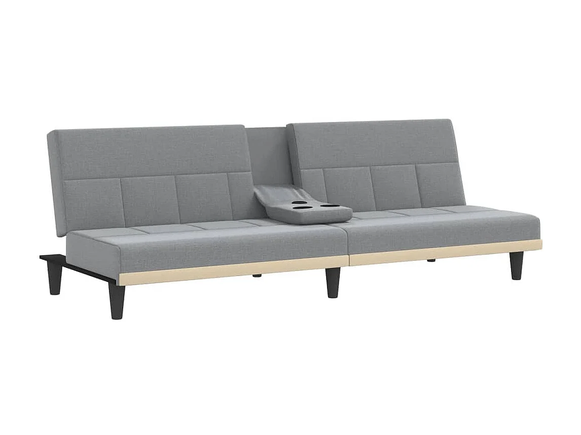 Canapé convertible avec porte-gobelets gris clair tissu KFE6804