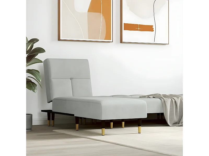 Chaise longue veludo cinzento-claro PT590644