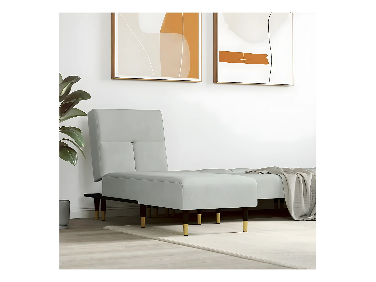 Canapé convertible gris clair velours ODF3336  OID1727