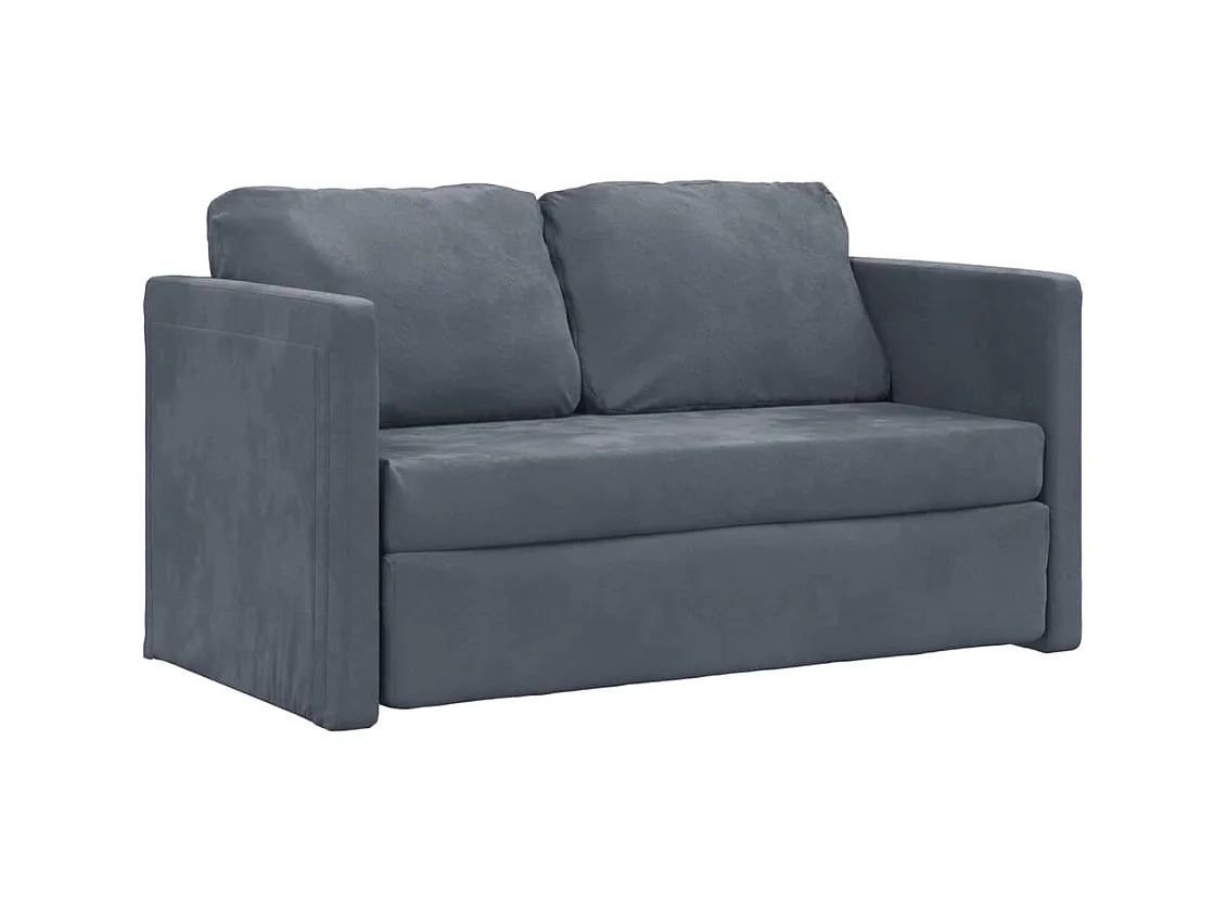 Canapé convertible 2 en 1 gris foncé 122x204x55 cm velours LODW81009