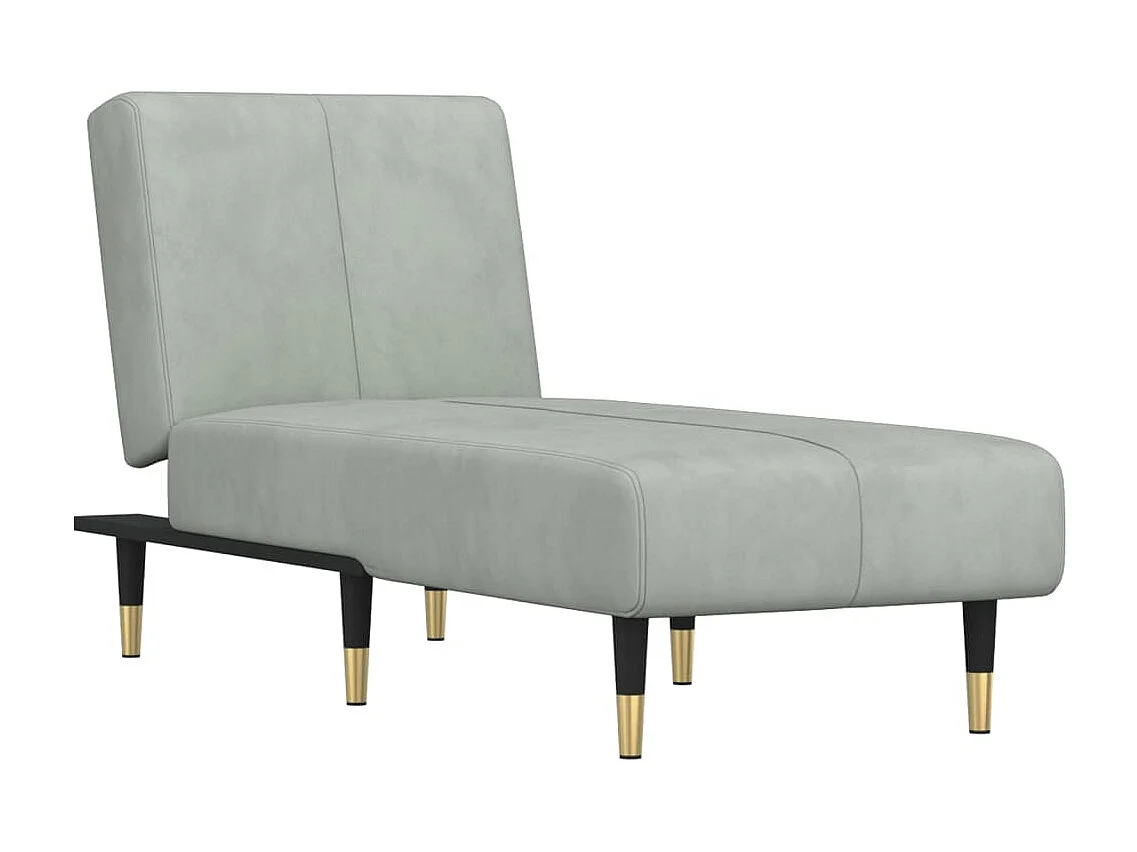 Méridienne convertible gris clair velours ODF7154 OID1751