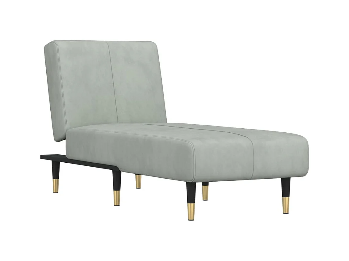 Méridienne convertible gris clair velours ODF7154 OID1751